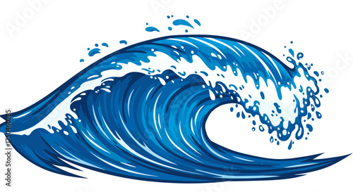 Blue Ocean Wave Vector – Dynamic Surf Water Illustration
