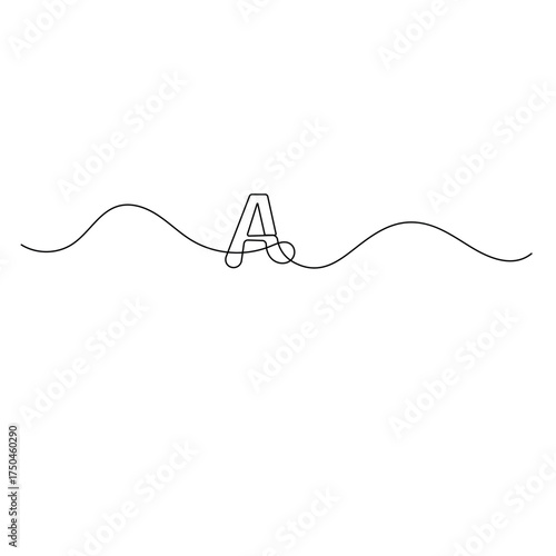 Alphabet  single line art, continuous one line drawing of  Isolated outline vector icon 
