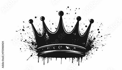 A detailed, black crown design with a grunge effect, showcasing royal imagery.