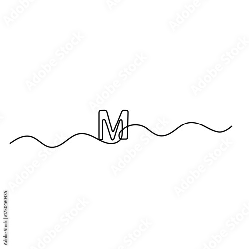 Alphabet  single line art, continuous one line drawing of  Isolated outline vector icon 