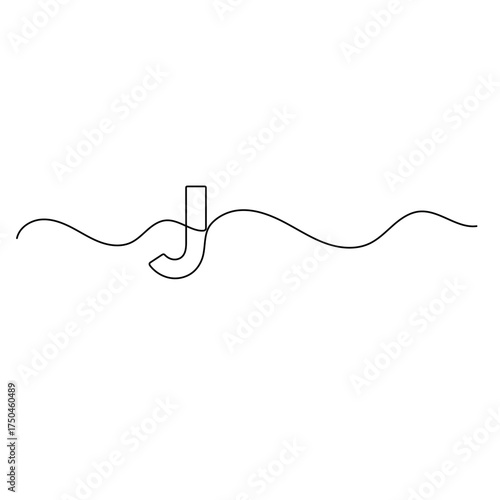 Alphabet  single line art, continuous one line drawing of  Isolated outline vector icon 