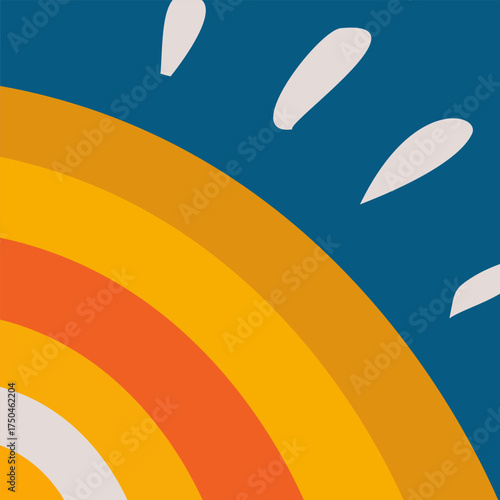 Abstract Vector Rainbow Corner Design on Blue Background