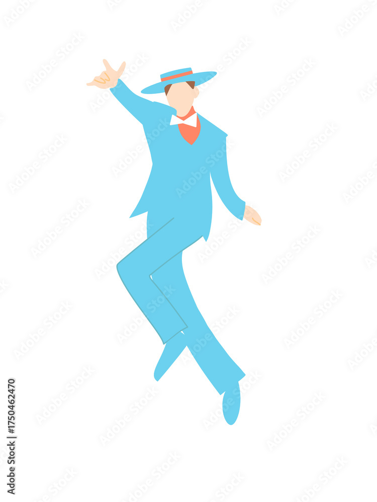 Fototapeta premium ハットをかぶって踊る男性ダンサー png