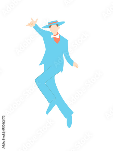 ハットをかぶって踊る男性ダンサー　png