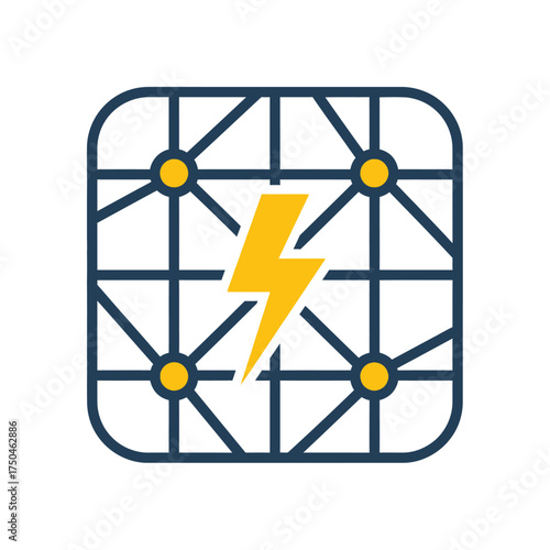 Electrical grid icon with lightning bolt symbolizing power and energy