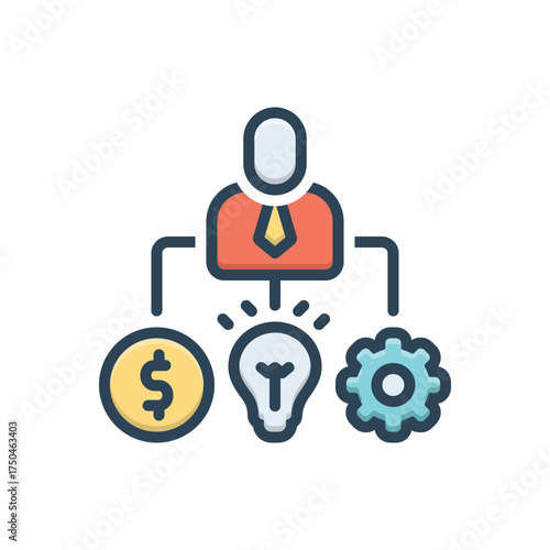 Color illustration icon for resource allocation