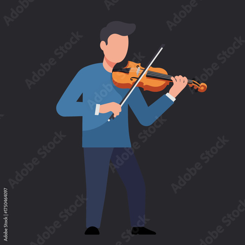 Man playing violin with bow in dimly lit room, creating soulful melody with focused expression and artistic passion.