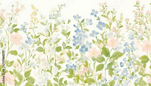 Pastel Watercolor Floral Pattern: Soft Spring Garden Flower Design