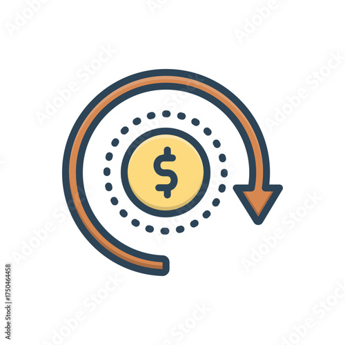 Color illustration icon for cost reduction