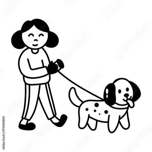 A sketchy style icon representing dog walk