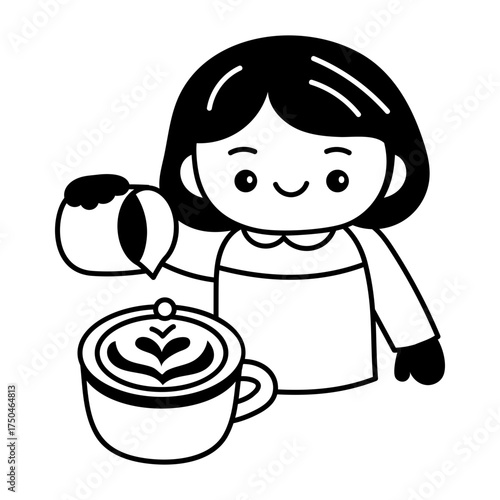 Hand drawn style icon depicting latte
