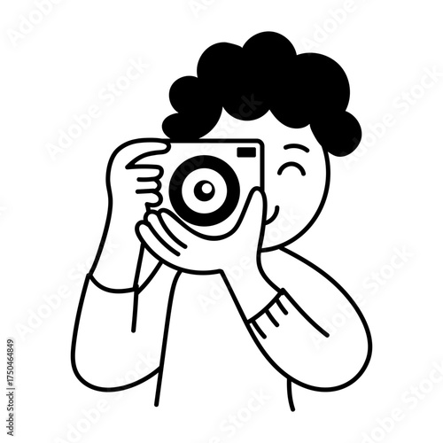A drawing style icon showing taking photo
