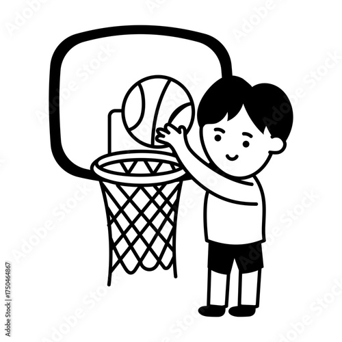 A sketchy style icon representing basketball
