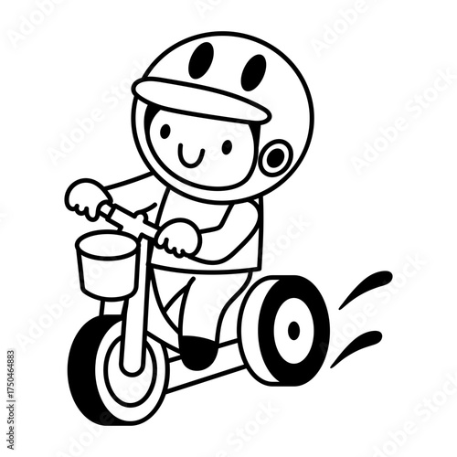 Hand drawn style icon depicting riding bike
