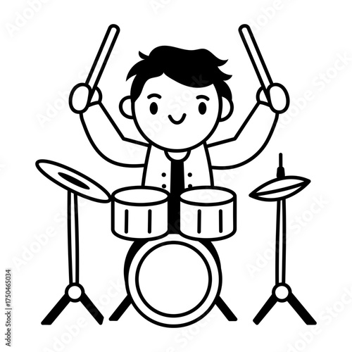  A drawing style icon showing drumming
