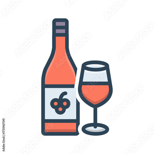 Vector color shadow icon for Wine glass