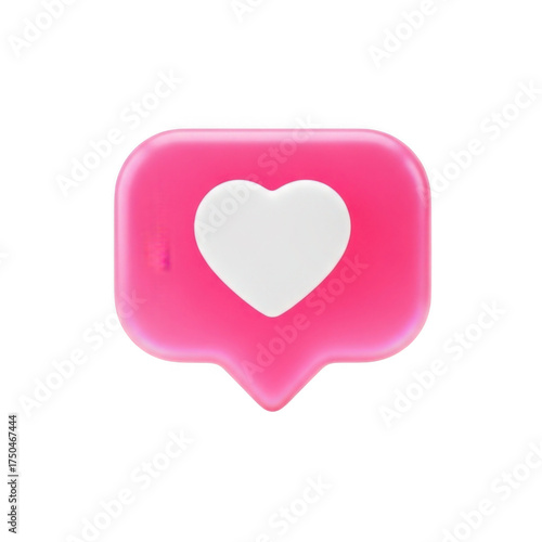 3d pink heart like notification icon modern social media engagement isolated on transparent background