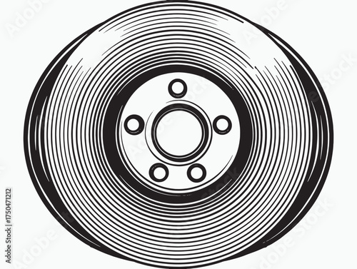 Car Brake Discs Minimal Line Illustration