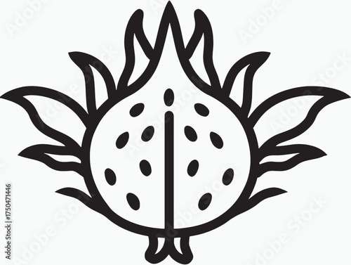 Exotic Dragon Fruit Clean Line Icon