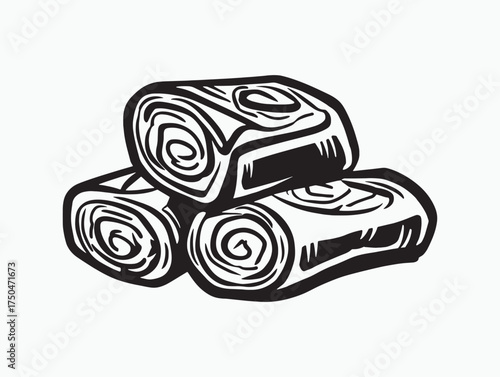 Freshly Sliced Beef Rolls Vector Icon