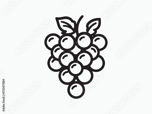 Simple Grapes Outline Minimal Vector Icon
