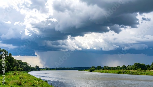 Dramatic clouds over a river