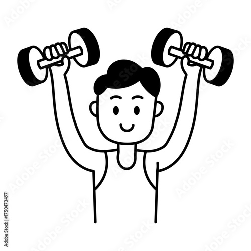 Hand drawn style icon depicting lifting dumbbells