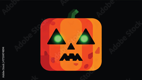 Illustration Of A Zombie Pumpkin With Glowing Green Eyes Vector Design Template