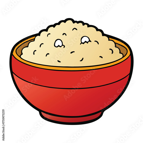 A steaming ceramic bowl brimming with fluffy, perfectly cooked rice, each grain soft and separate, inviting comfort and simplicity in every warm, white scoop.
