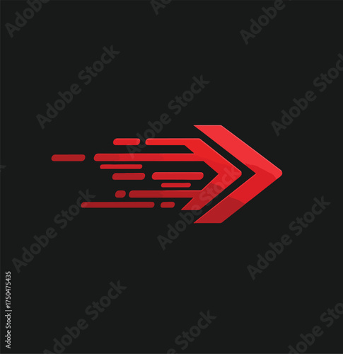 Dynamic Red Arrow Symbolizing Speed, Progress, and Forward Movement on a Dark Background