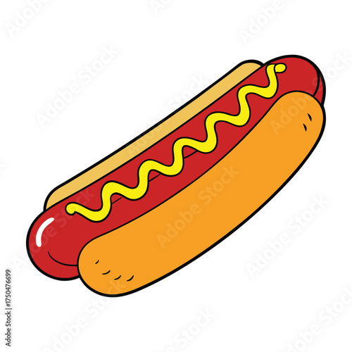A freshly grilled hot dog nestled in a soft bun, topped with tangy ketchup and zesty mustard, creating a classic, flavorful combo loved at picnics, fairs, and ball games.
