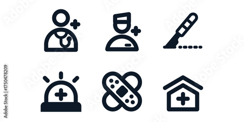 Icons, Doctor, Nurse, Sets, Surgery, Emergency, Bandage, Clinic, Medical, Icon Sets, Vector