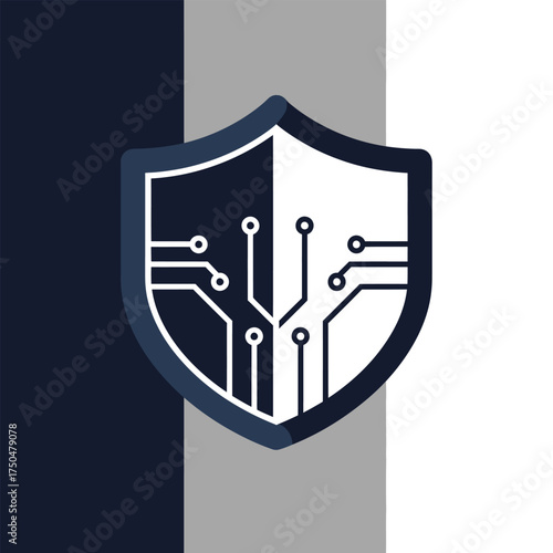 Cybersecurity Shield Icon Protecting Digital Assets with Secure Technology and Network Protection