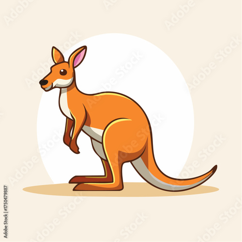 A cute cartoon kangaroo standing in profile, depicted in a simple and clean vector illustration style.