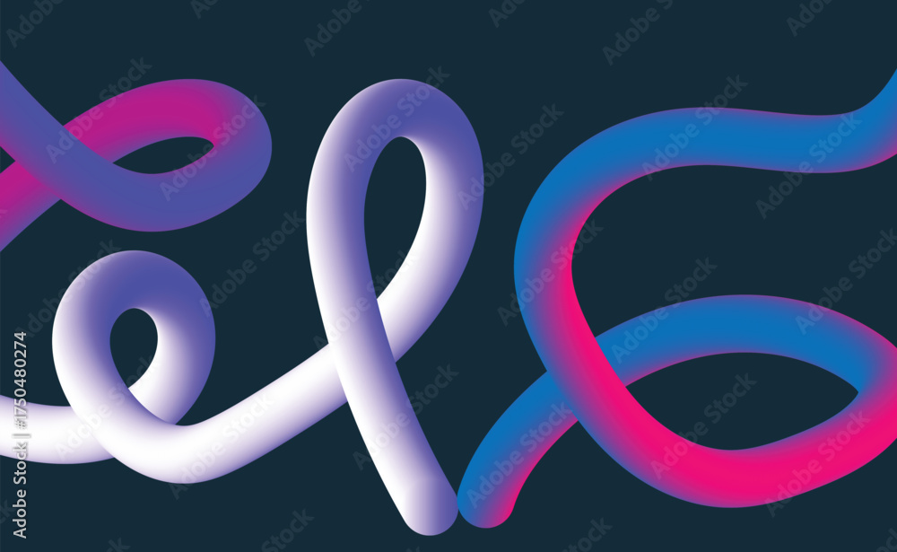 Obraz premium Abstract colorful swirling tubes with gradient effect