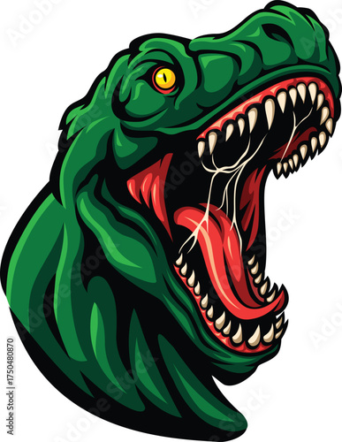 Illustration of an Angry Head Green Raptor