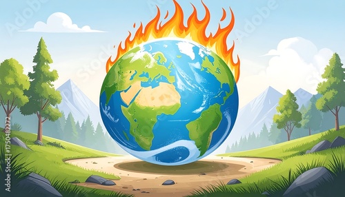 Earth on fire amidst nature