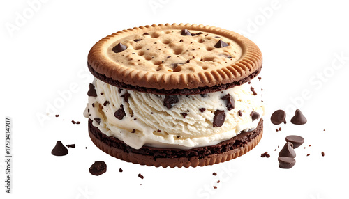 Wallpaper Mural Irresistible Vanilla Chocolate Chip Ice Cream Sandwich on a Dark Background – Sweet Frozen Dessert Treat with Cookies and Rich Chocolate Chips Torontodigital.ca