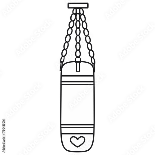 Punching Bag Vector Outline Illustration Isolated for Fitness