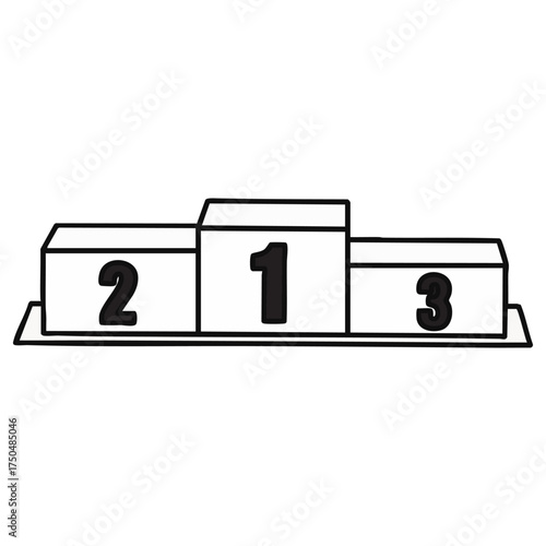 Winners Podium Vector Outline Illustration with Numbers 1 2 3