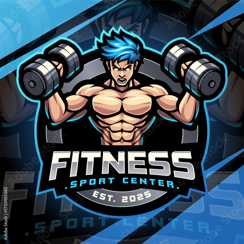 Fitness esport mascot logo design