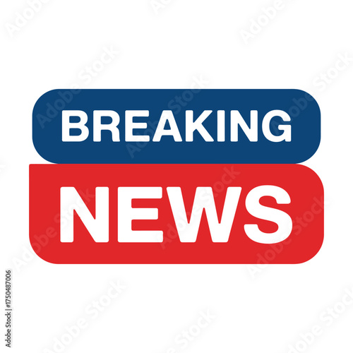 Bold breaking news text announcement on blue and red background
