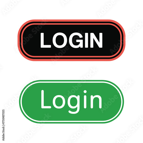 Two distinct login buttons one red and black the other green and white