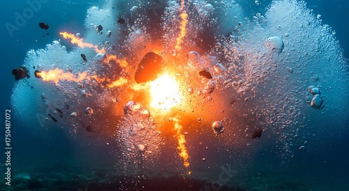 Underwater Explosion - A Moment of Intense Energy and Disruption.