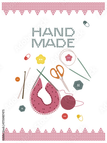 handmade, craft, supplies, vector, illustration, scissors, thread, needles, pins, colorful, sewing, embroidery, fabric, design, art, tools, stitching, creativity, needlework, materials, hobby, crafts,