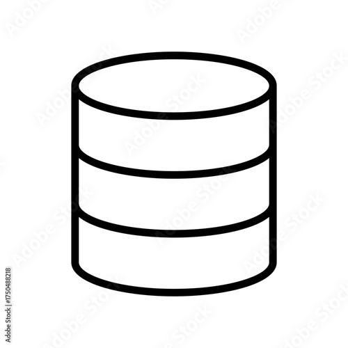 Black single database line icon, simple tech storage flat design vector pictogram, infographic interface elements for app logo web button ui ux isolated on white background