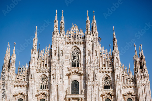 Wallpaper Mural Detailed View of Milan Cathedral Facade with Scaffolding under Restoration Works on a Sunny Day — Gothic Architecture Close-Up of Duomo di Milano, Italy Torontodigital.ca