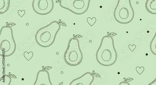 Fresh avocado and heart pattern for healthy lifestyle.