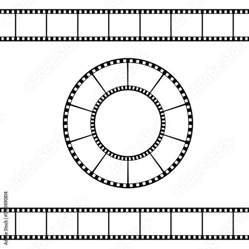 Film Reel and Strip Frame Cinema Vector illustration