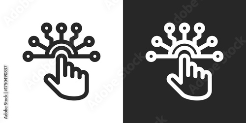 Digitalization Icon Set in Black and White Outline Style